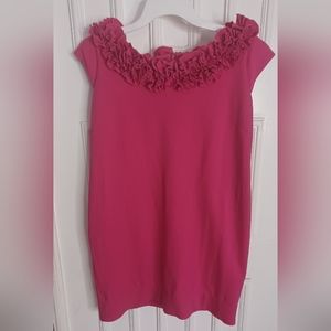 Taylor Pink Ruffle Collar Shoulder Dress Size 12